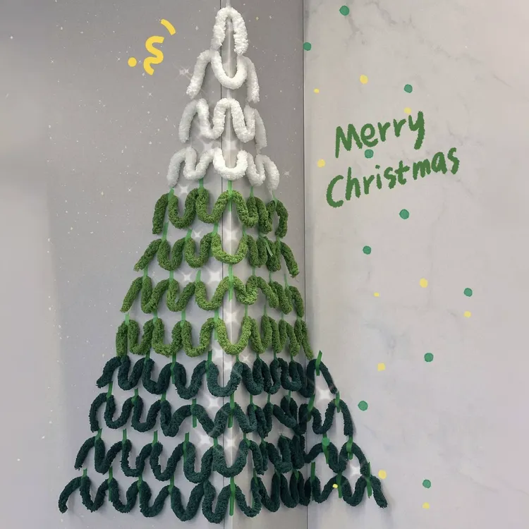 粗毛线圣诞树墙角diy材料包客厅墙上圣诞节装饰挂件氛围布置道具