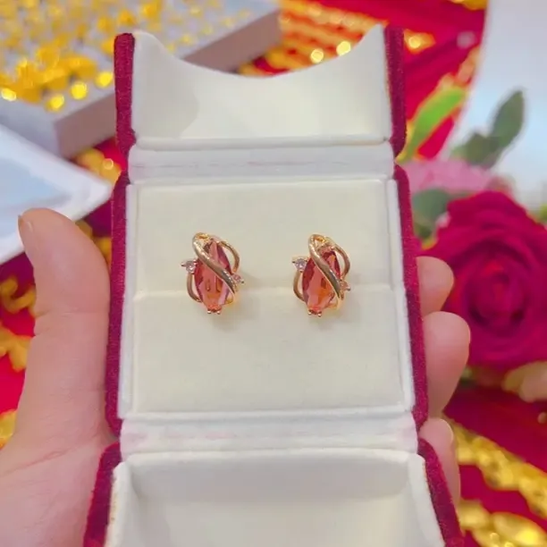 铜合金耳饰 新款耳环铜合金合成锆石法式小众设计感气质百搭显白