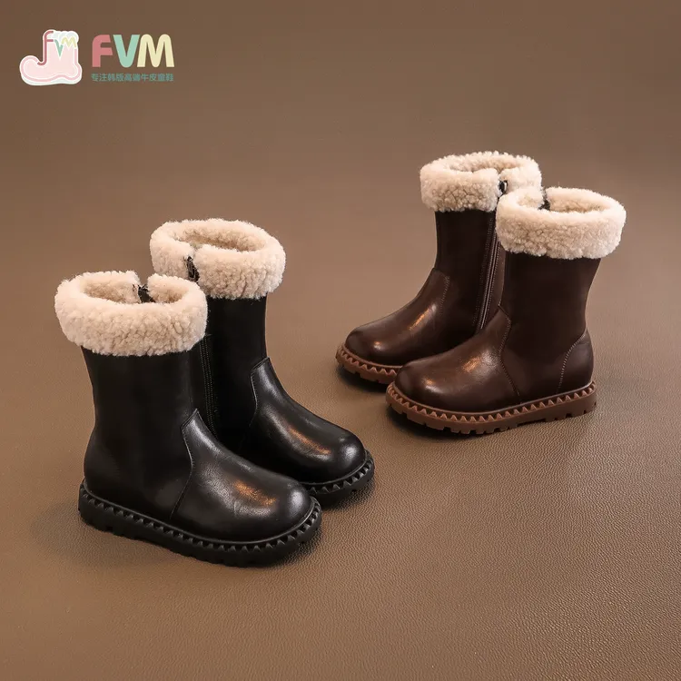 女童鞋子儿童马丁短靴子中筒2025新款加绒长筒长靴雪地靴冬季宝宝