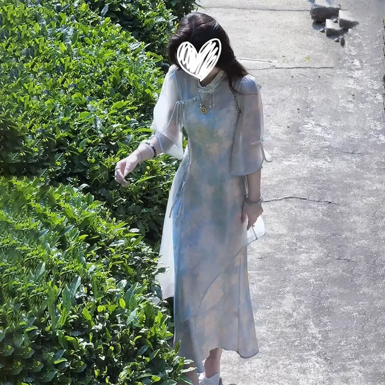 新中式国风气质减龄高级感套装裙夏季新款超仙吊带裙旗袍罩衫女装