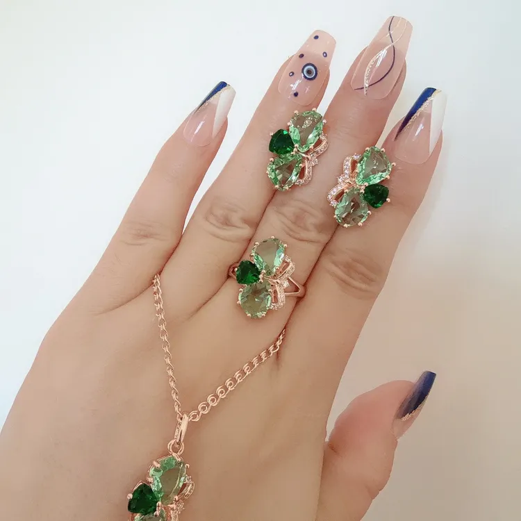 钛钢锆石项链 镀俄罗斯585紫金套装