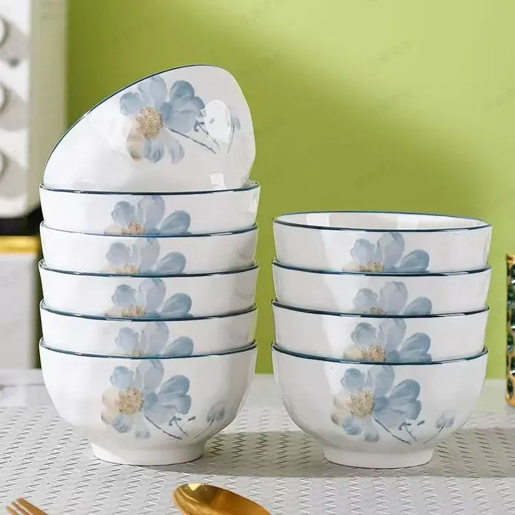 【10只装】凝香4.5英寸大碗防烫米饭碗瓷碗吃饭碗家用陶瓷餐具A161