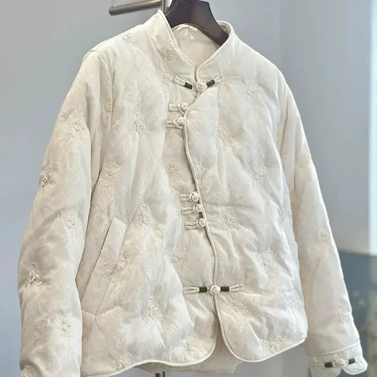 麻印女神正品立领刺绣长袖女国风新中式中国风提花中式加厚