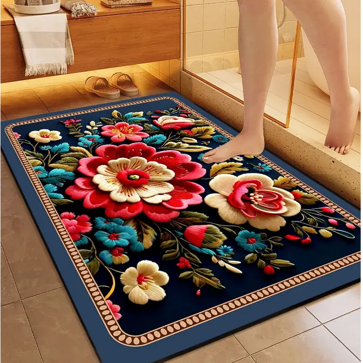 加厚硅藻泥入户门进门地垫浴室卫生间脚垫吸水耐脏免洗大门口地垫