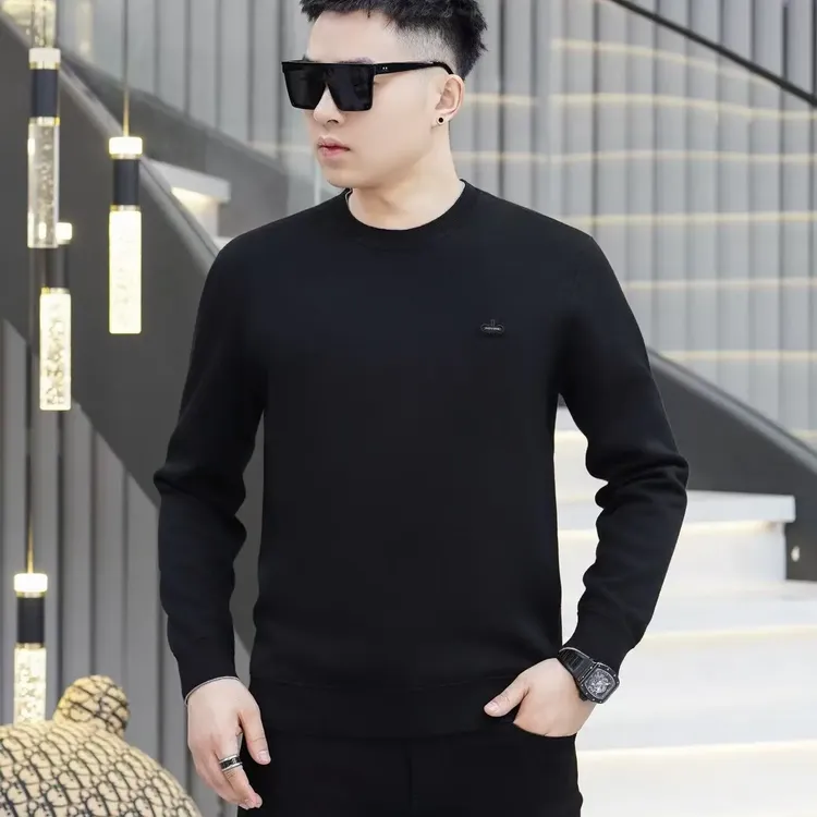 顶奢羊羔绒抗起球加绒加厚冬季男士时尚长袖针织毛衣打底衫1805