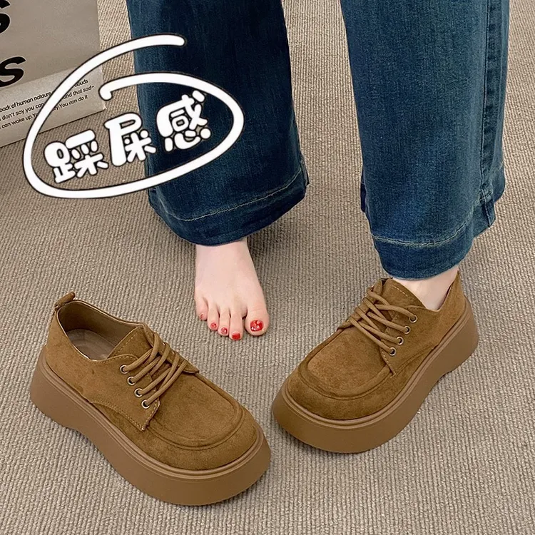 踩屎感皮面勃肯鞋女2025新款春季复古博肯皮鞋34码孕妇乐福单鞋子