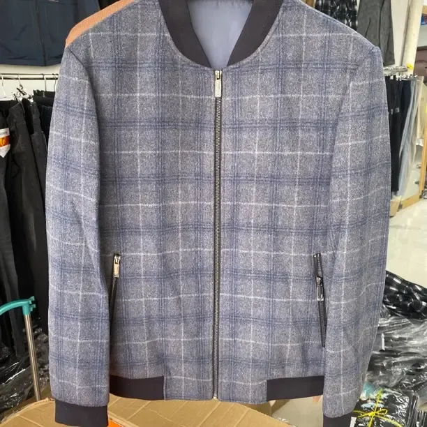 257A厚款纯羊毛100%男棒球领夹克