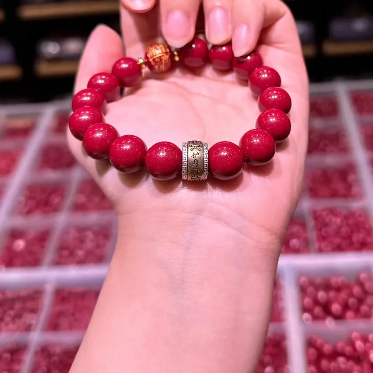 含辰砂工艺品天然朱砂属马本命年犯太岁朱砂化太岁手链本命年手串