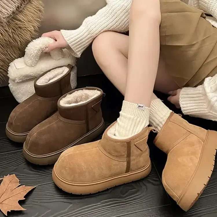 雪地靴女2025冬季新款卡皮巴拉小黄豚加棉加厚保暖厚底增高棉鞋