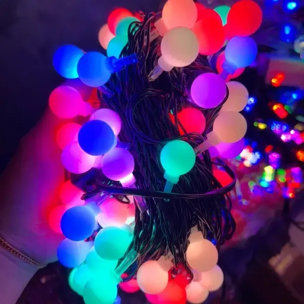 磨砂七彩户外防水灯串庭院露营装饰氛围灯串led彩灯圆球挂灯