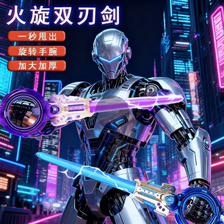 【爆火】火旋剑双头伸缩轴承旋转双刃光剑炫酷发光音效激光剑玩具