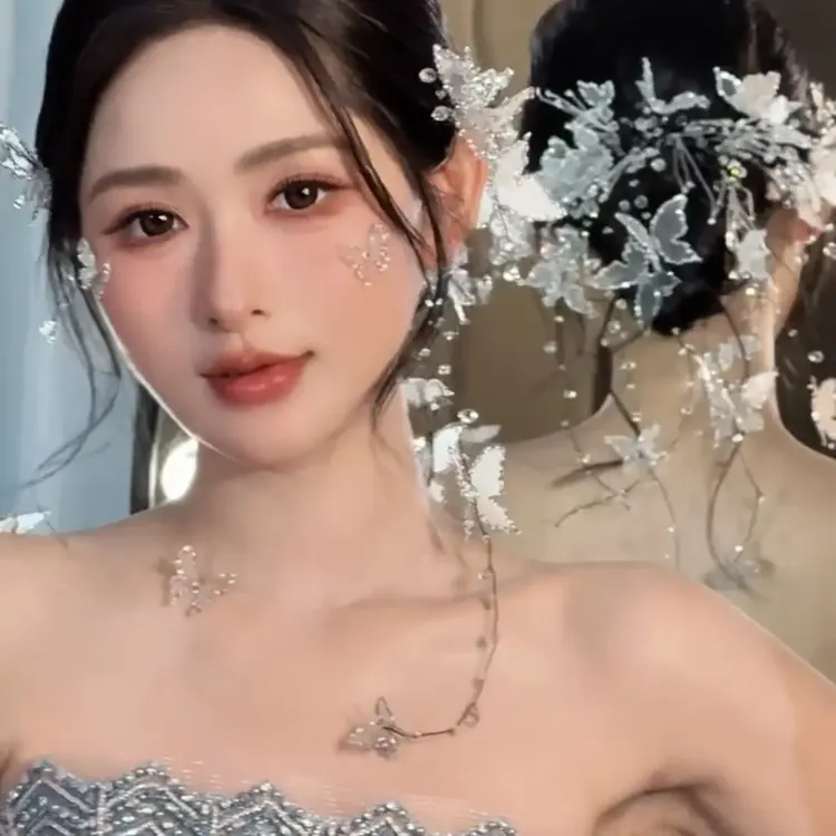 蕾丝水钻蝴蝶大边夹 9件套