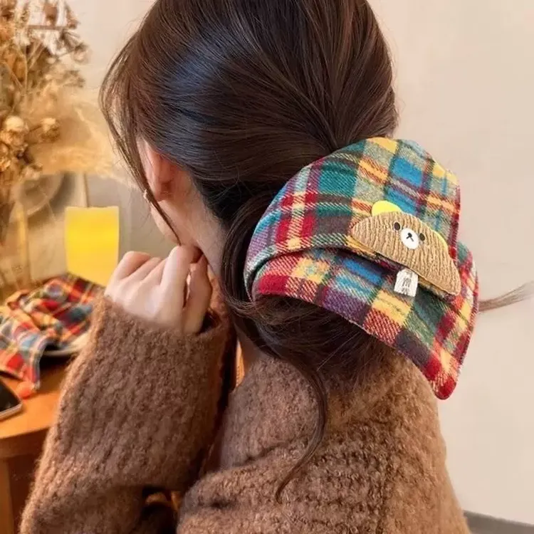绒绒我心彩色复古小熊方巾大肠发圈头绳女2025新款高弹力扎头发时
