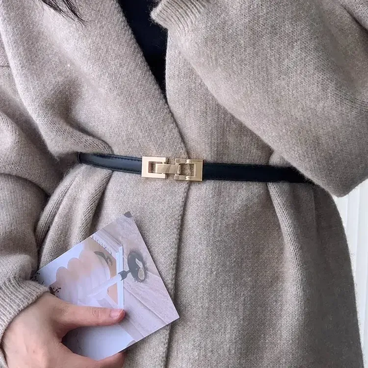 百搭女士细腰带对扣时尚装饰腰封日常通勤毛衣西装皮带配连衣裙子