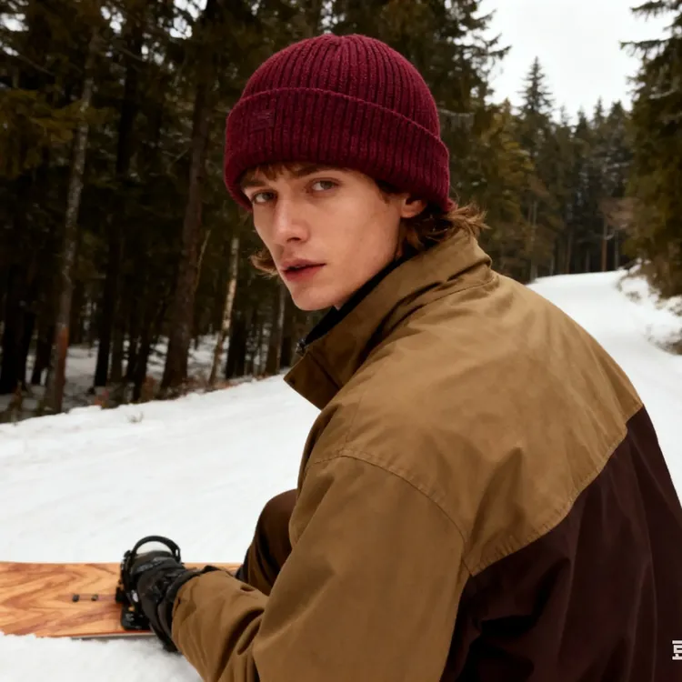 运动帽无檐滑雪针织冬季加厚男女通用毛线帽防风翻边