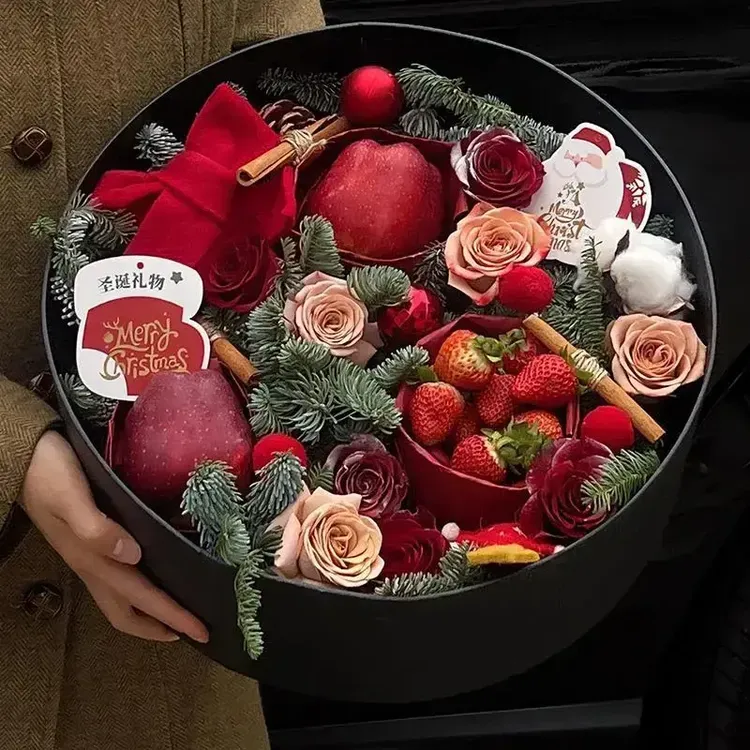 同城平安夜圣诞节创意生日苹果玫瑰水果礼盒花束鲜花速递配送女友