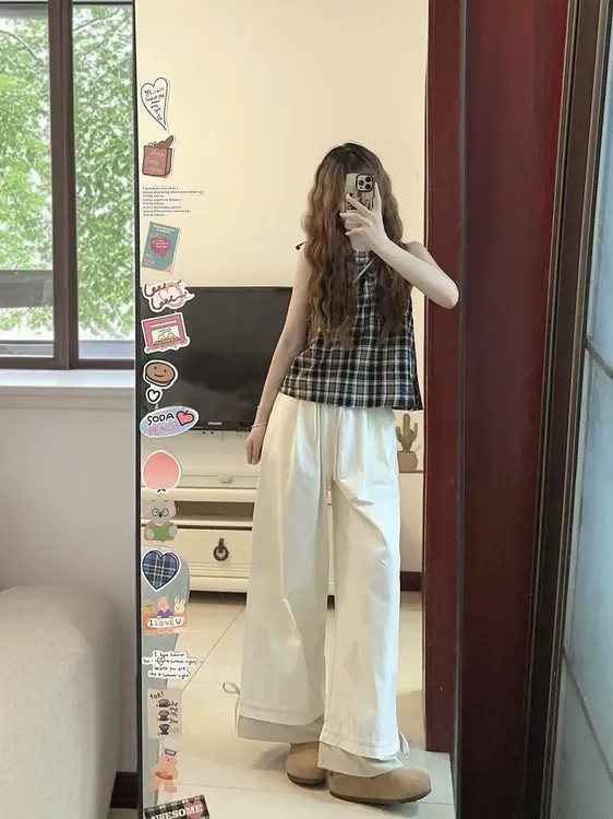 夏装搭配一整套盐系轻熟港味复古chic小个子上衣阔腿裤两件套装女