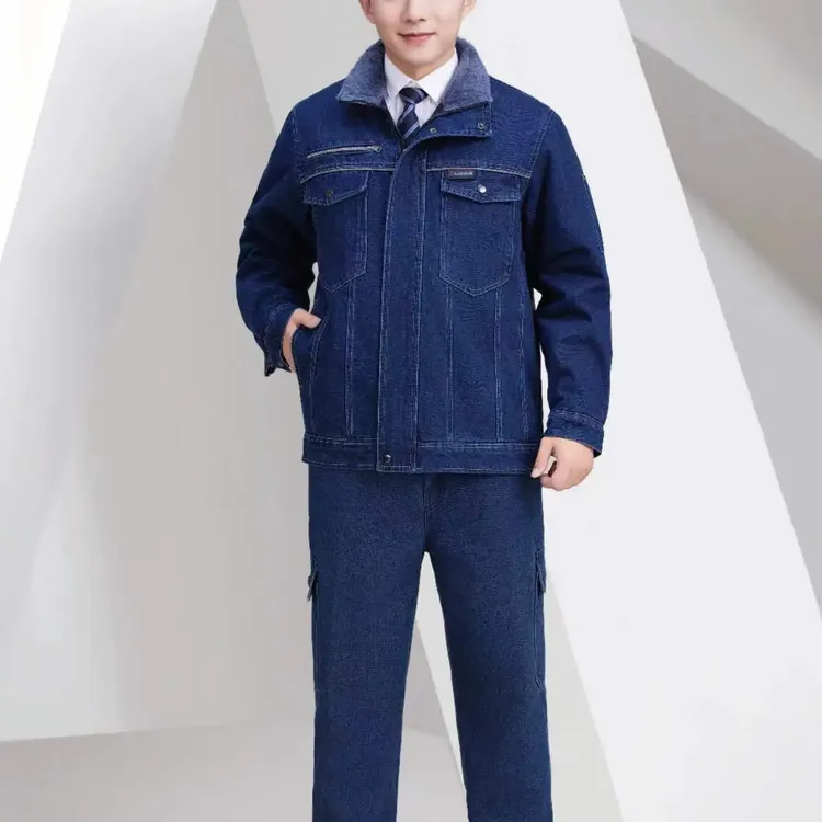 冬季电焊工牛仔套装立领工装制服工装耐脏耐磨冬季
