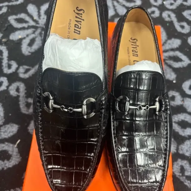 鳄鱼皮豆豆鞋真皮软底软面舒适透气一脚蹬休闲百搭耐磨防滑男鞋