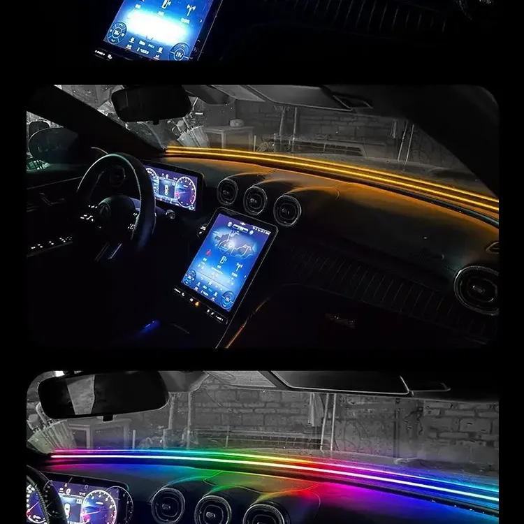 汽车中控台幻彩贯穿氛围灯前挡风玻璃仪表台环抱式免接线改装通用