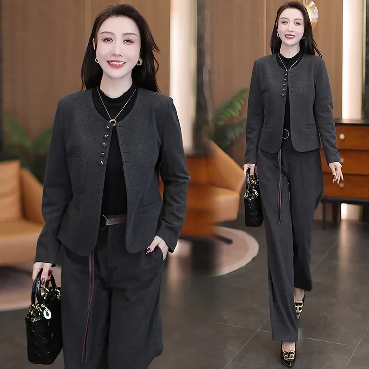 时尚套装女2025秋季新款气质减龄高级感休闲上衣百搭阔腿裤两件套