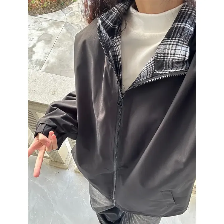 纯黑色cleanfit外套男2025开春新款痞帅飞行员夹克青少年潮牌外套