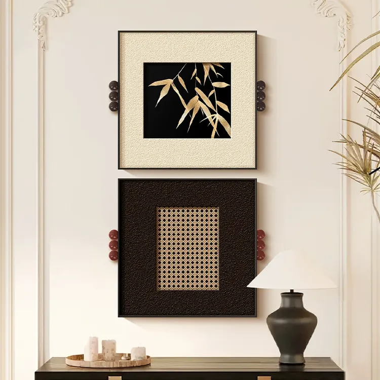 立体砂岩客厅装饰画法式中古风沙发背景墙组合画复古餐厅玄关挂画