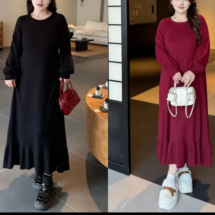 现货当天发-【灵动鱼尾】冬季保暖百搭氛围感鱼尾下摆显瘦连衣裙