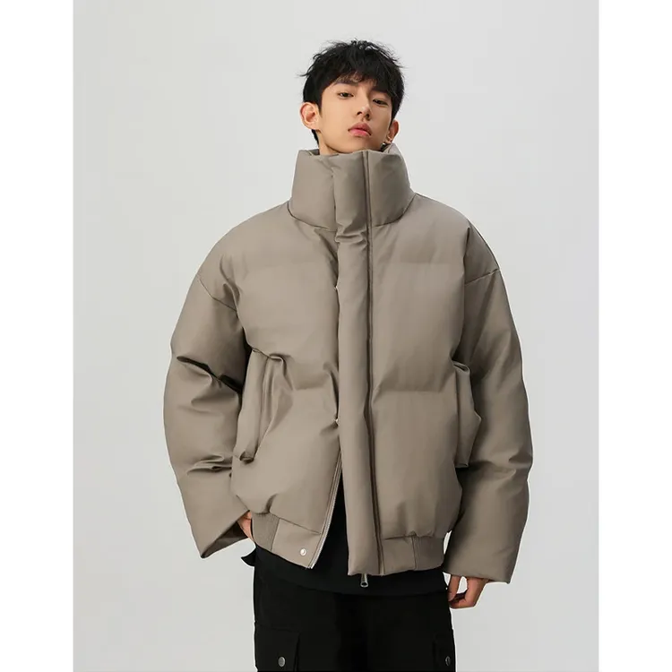 cleanfit立领三防pu皮棉服外套男款冬季蛋白皮工装面包服加厚棉衣