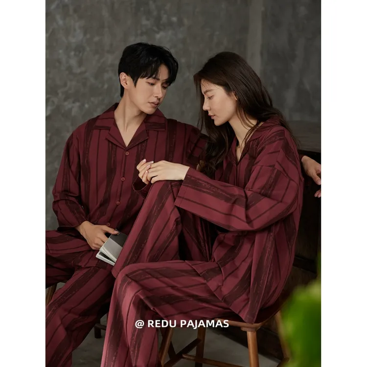 【柔软棉】热妒红色情侣睡衣春秋长袖女本命年结婚新婚套装男家居服