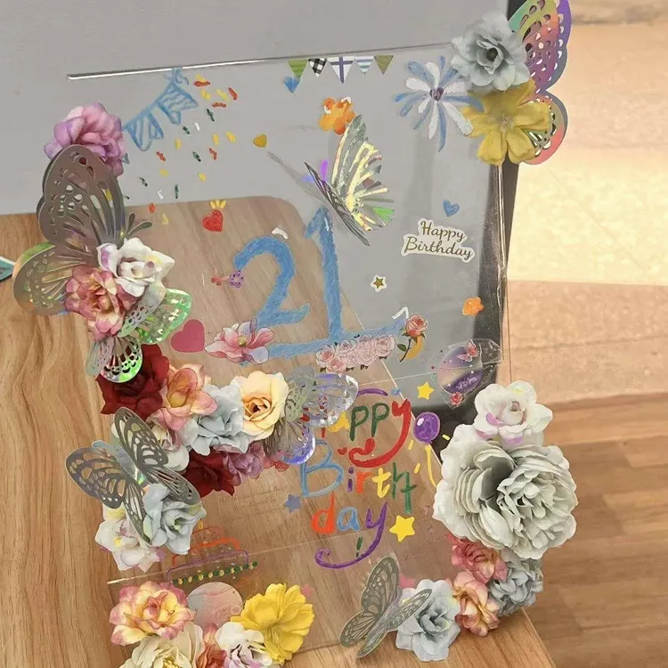 亚克力蝴蝶相框立牌手工diy材料包送女朋友情人节礼物生日背景板