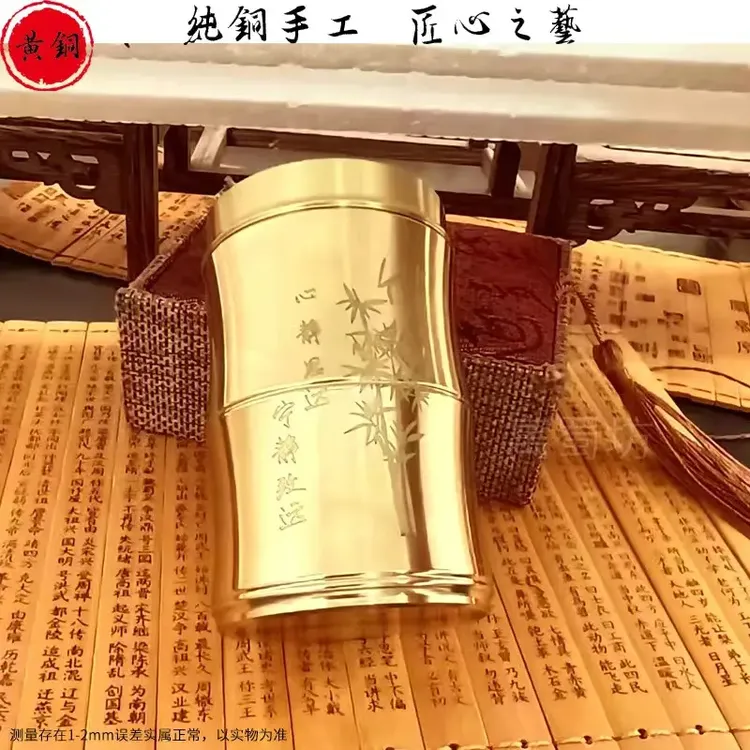 高品质全黄铜手工竹节牙签筒牙签盒家用牙签罐竹节时尚便携式餐厅