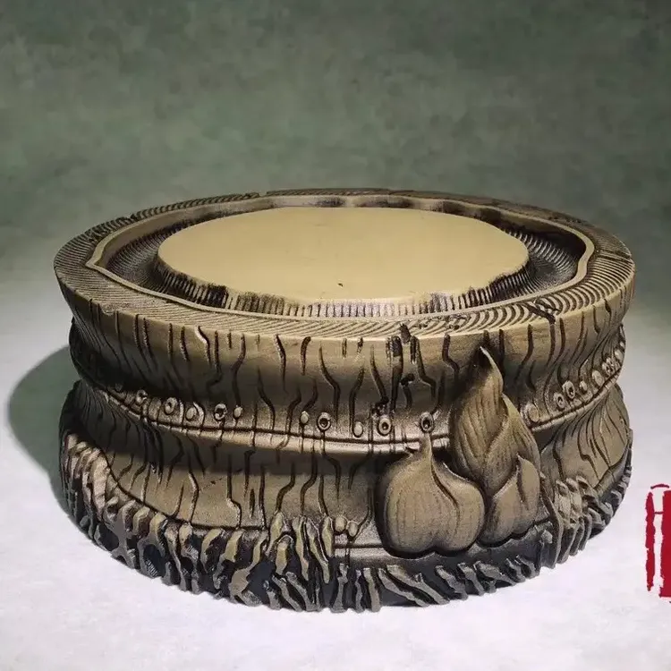 古高级感精致轻奢高端绿端竹节砚