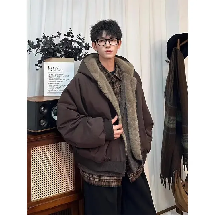 【SH国潮】加厚双面穿重磅毛绒棉服男女冬季座山雕保暖御寒情侣外套