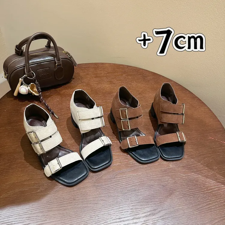 <茉莉家>小个子增高7cm复古极简感夏季休闲百搭罗马凉鞋