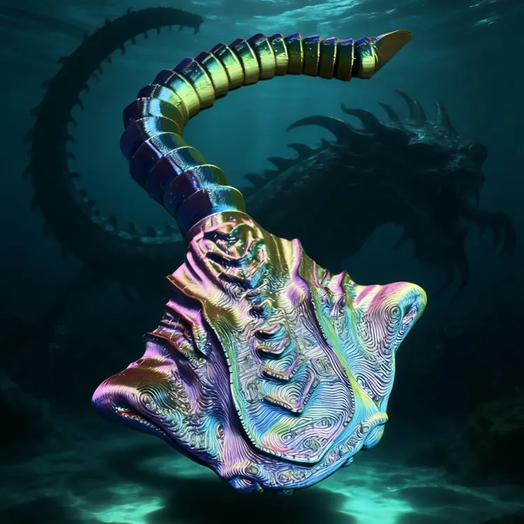 新款深海巨兽海怪模型格兰玛雅食海者利维坦怪兽模型玩具桌面摆件