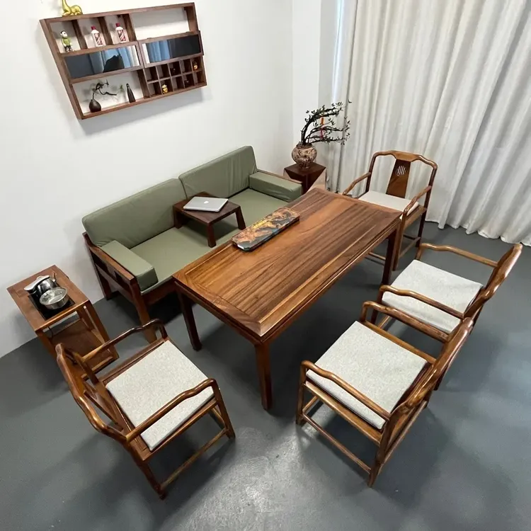 胡桃木实木新中式实木茶桌组合2025新款罗汉床茶桌组合