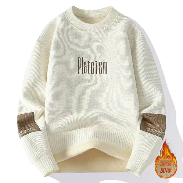 【品质保证】时尚潮流秋冬新款加绒加厚圆领卫衣休闲百搭上衣服