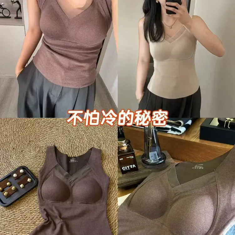 垫秋冬加厚桑蚕丝绵背心内搭上衣