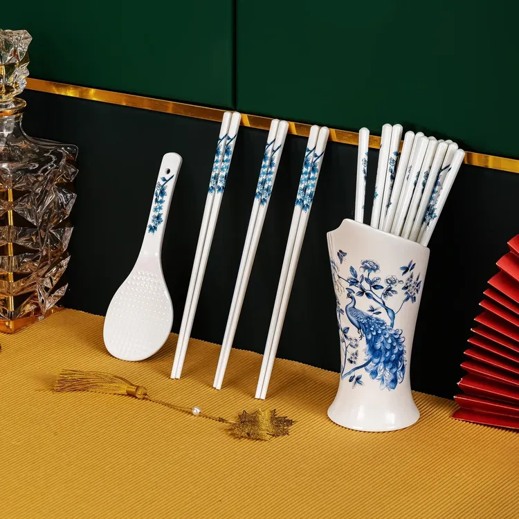 【央妈推荐】10双景德镇陶瓷筷子耐高温防潮防滑高档家用筷子防霉