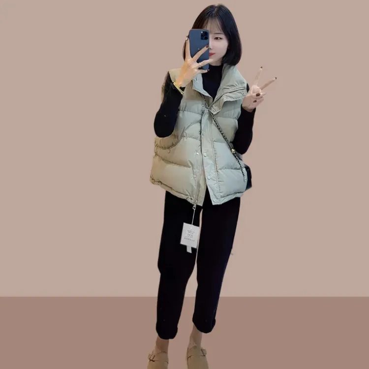 2024秋冬季新款女士短款马甲外搭休闲保暖时尚马夹面包棉服