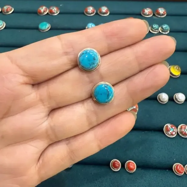 藏式松松耳钉时尚复古新款小众设计简约精致百搭气质