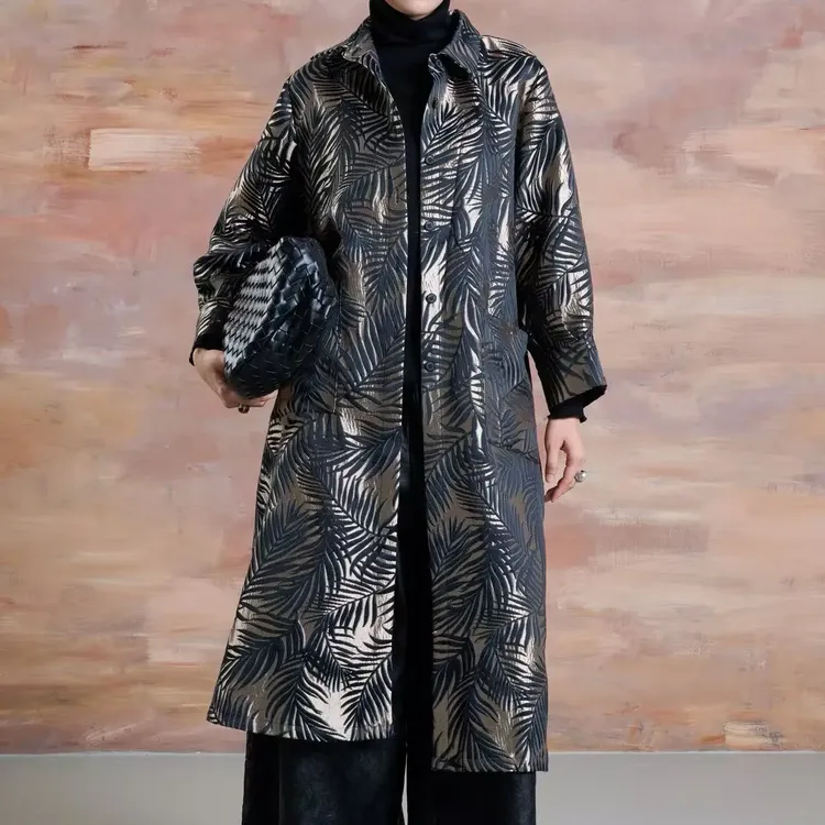 25W8088高端时尚复古宽松风衣外套