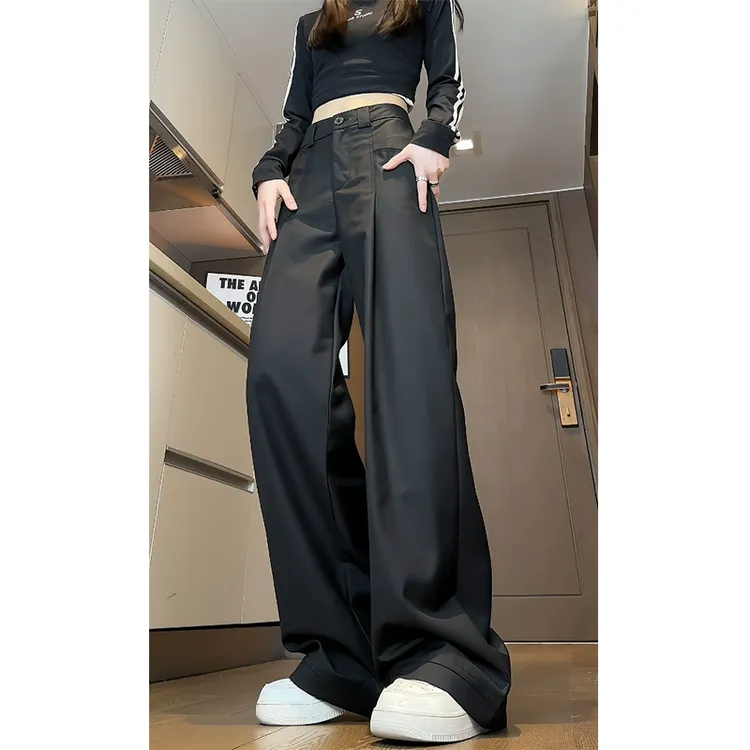 黑色西裤男款春秋季百搭痞帅高级感美式cleanfit高街直筒休闲裤子