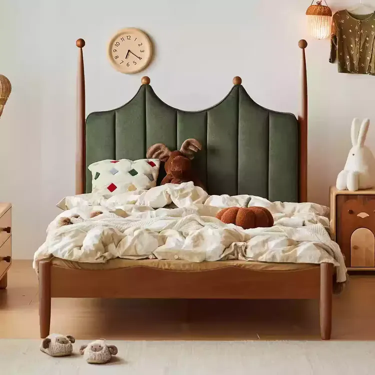 BEAUTIFU 麦格儿童床家用男女孩白蜡木实木小孩床设计师软包