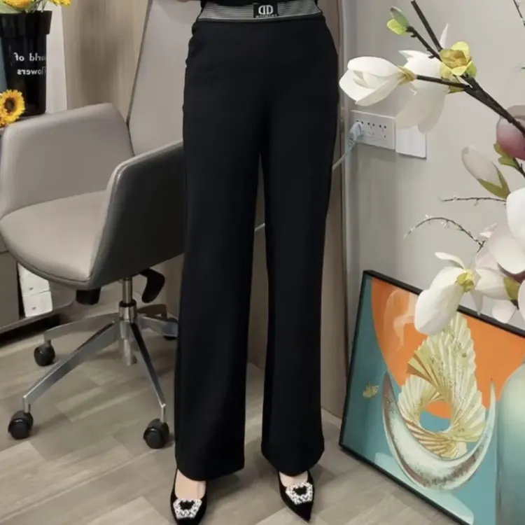 秋冬季新款女款高腰垂感显瘦直筒休闲裤时尚百搭妈妈装中老年裤子