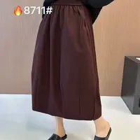 衣凡8711A字百搭显瘦休闲口袋工装花苞半身裙