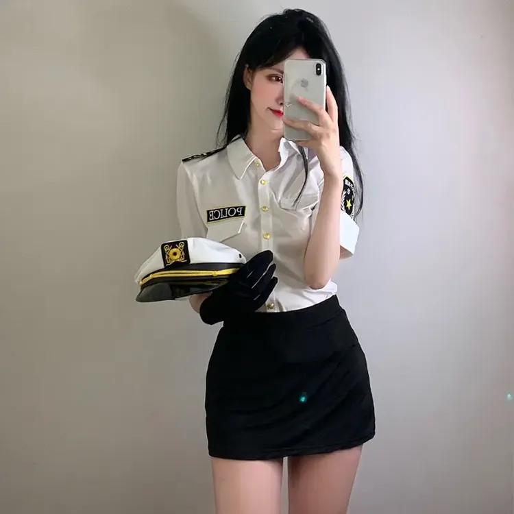 白色制服轻奢时尚纯欲风性感诱惑制服套装空姐学院风显瘦高腰气质
