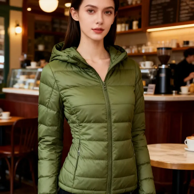 冬季女士短款连帽修身轻薄羽绒服百搭剪标无品牌服装超轻