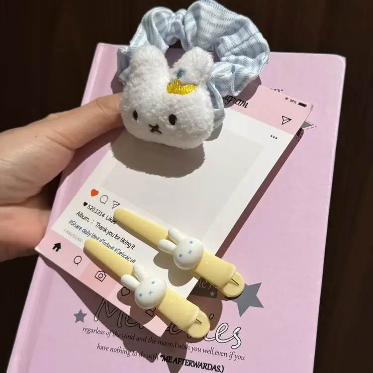 原创设计爆款KT发圈软萌米菲兔发卡侧边少女心刘海夹发饰